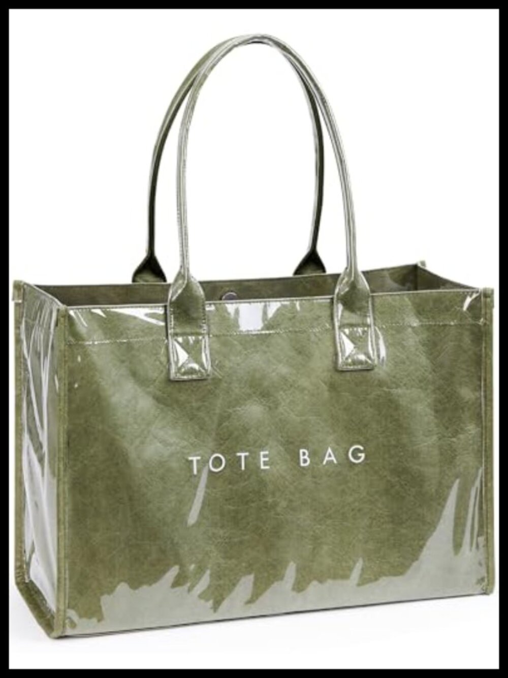 PVC Tote Bag Women's Kraft Paper Work Handbags Purses with Top Handle